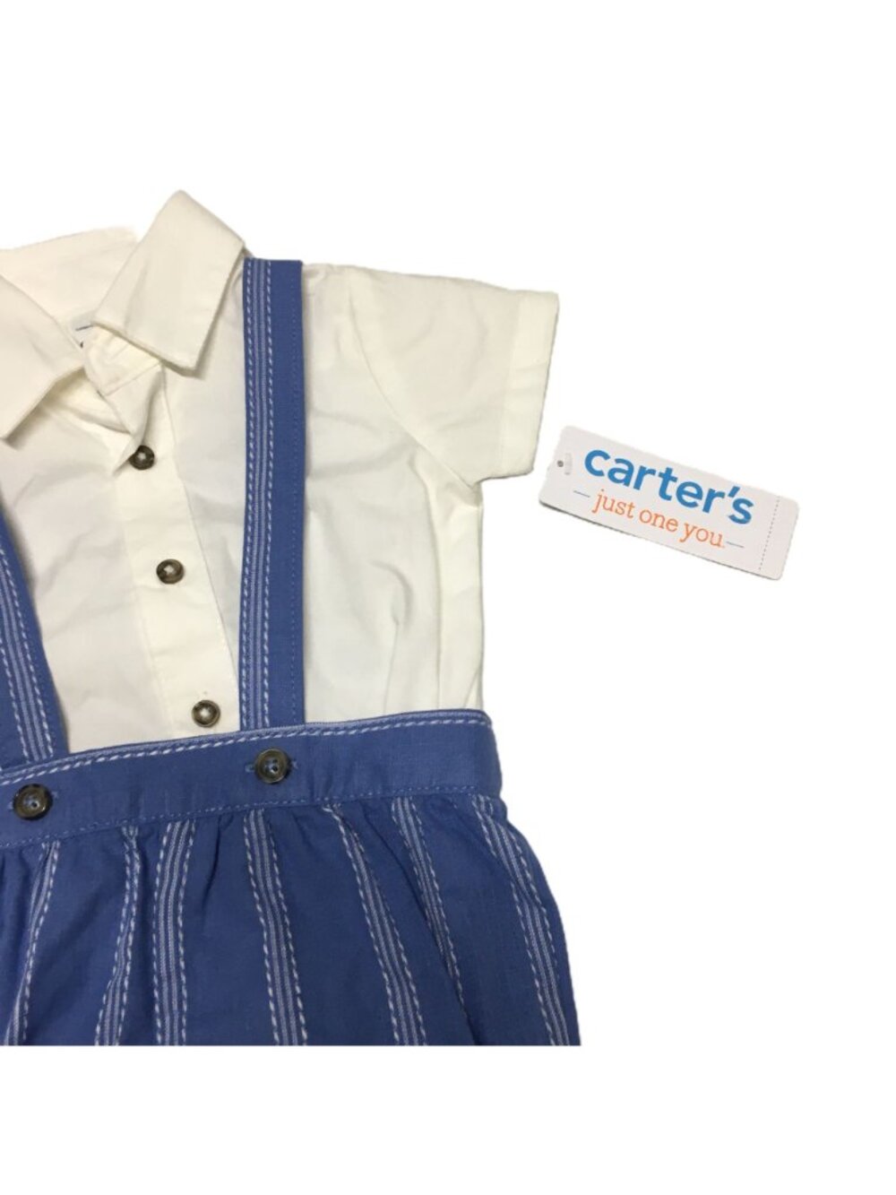Carter's Baby Boys 2 Piece Suspender Shorts Outfit Set 3M Blue White NWT - Picture 3 of 7